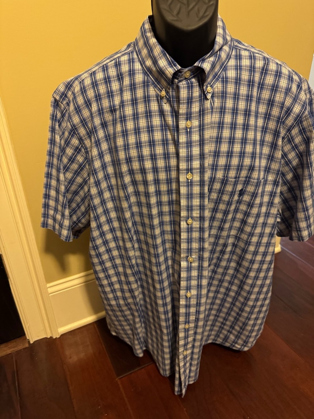 Ralph Lauren Blue & White Plaid Short-Sleeve Button-Down Shirt